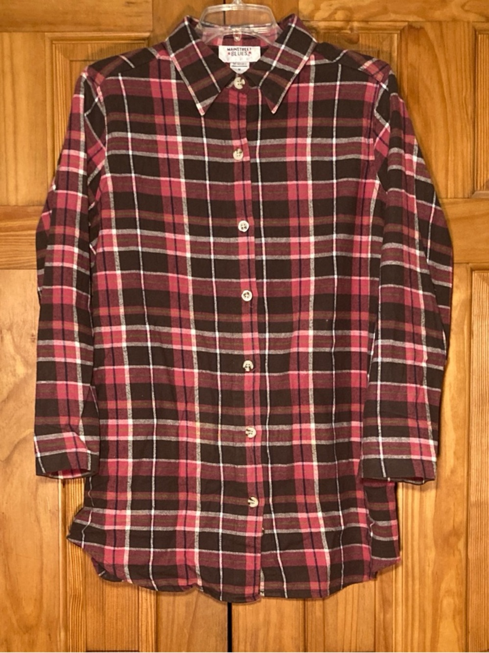 NWOT Mainstreet Blues Vintage 80s 90s Top Flannel Long Sleeve Plaid Brown Red M